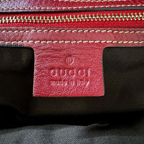 Gucci deep Red Sabrina Ruffle Boston Tote bag - Picture 14 of 16